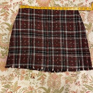 Sanctuary Maroon and Black Plaid Mini Skirt
